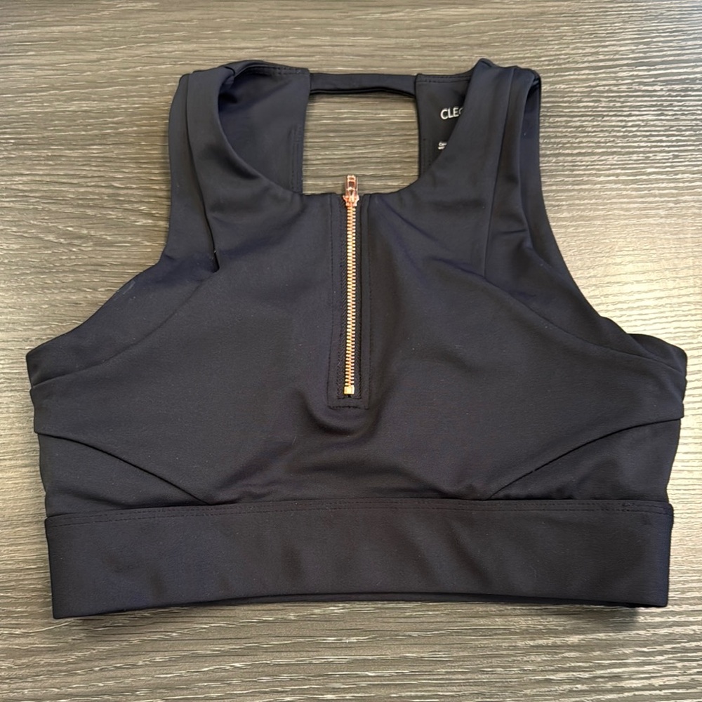 Cleo Harper Black Sports Bra High Neck Racerback